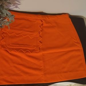 Victoria Beckham Target Bright Orange Mod Retro Mini Skirt Size Large